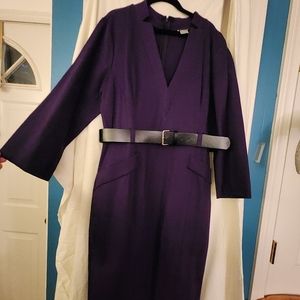 NWT, Lush Royal Purple, Knee Length, Fitted, Belted Venus Dress size 18